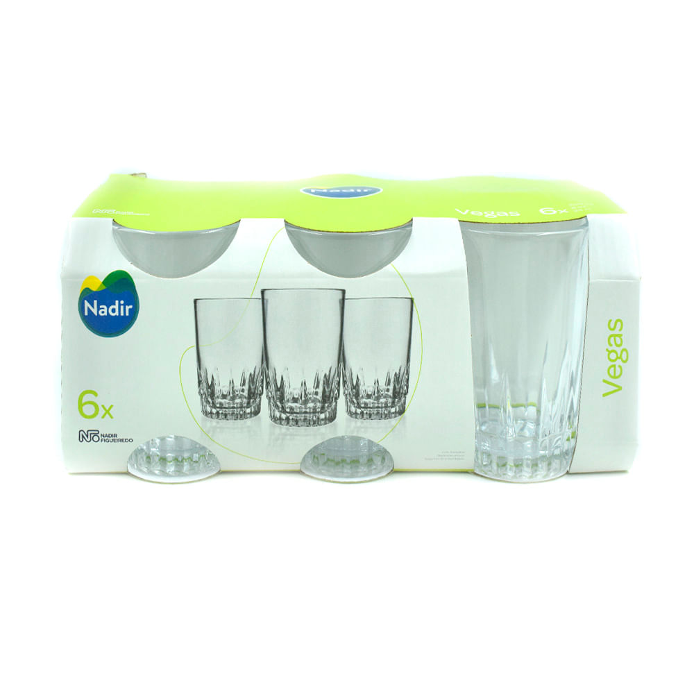 Set De 6 Vasos En Vidrio Labrado Vega 