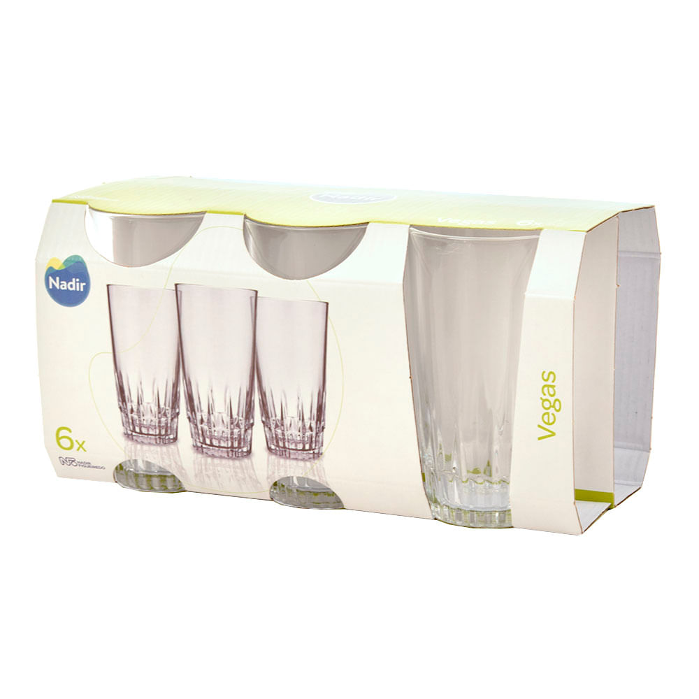 Set de 6 vasos de cristal 205 ml, modelo Lara, 10 x 6.5 cm, vasos