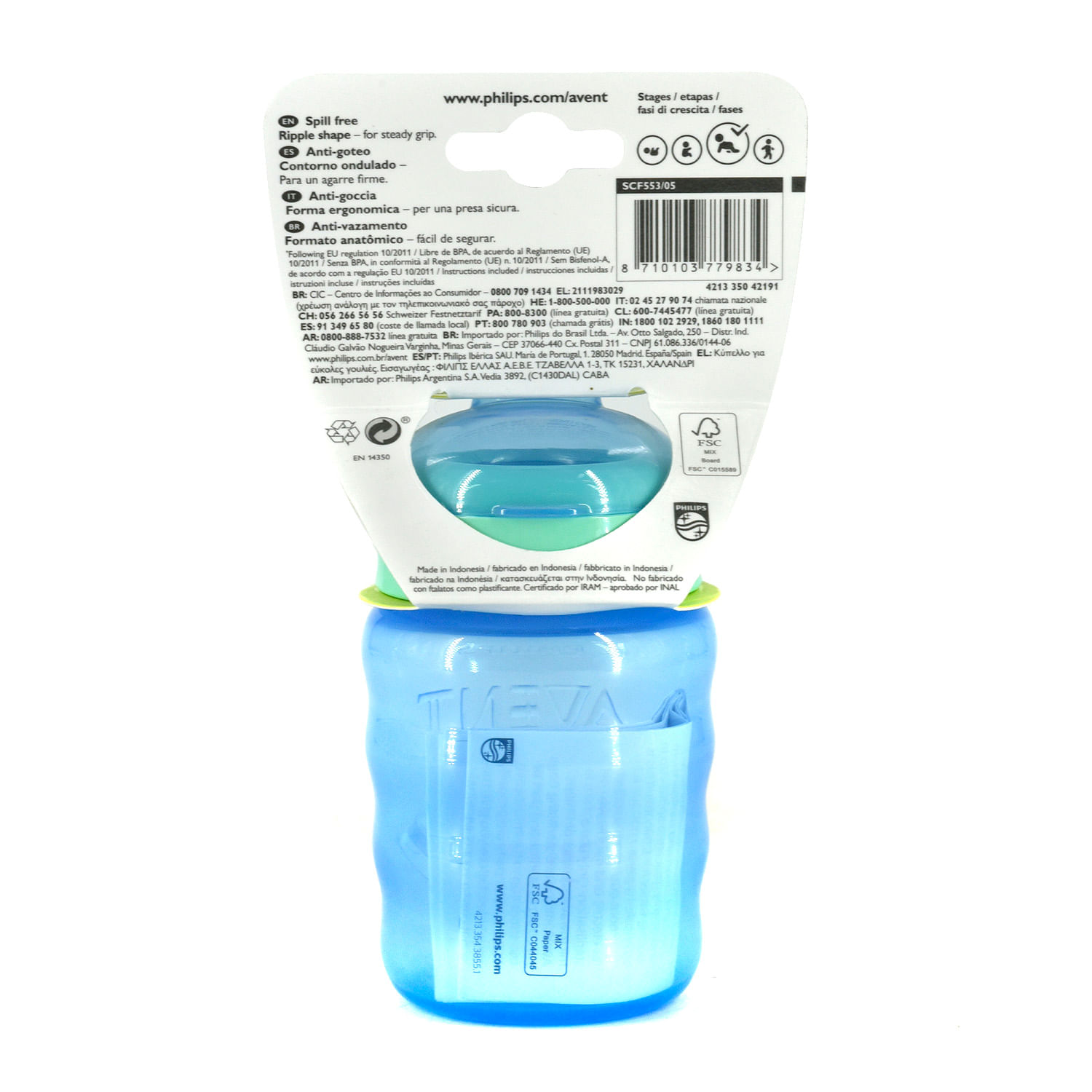 Vaso Bebe Avent Easy Sip Anti Goteo 260ml 9m+