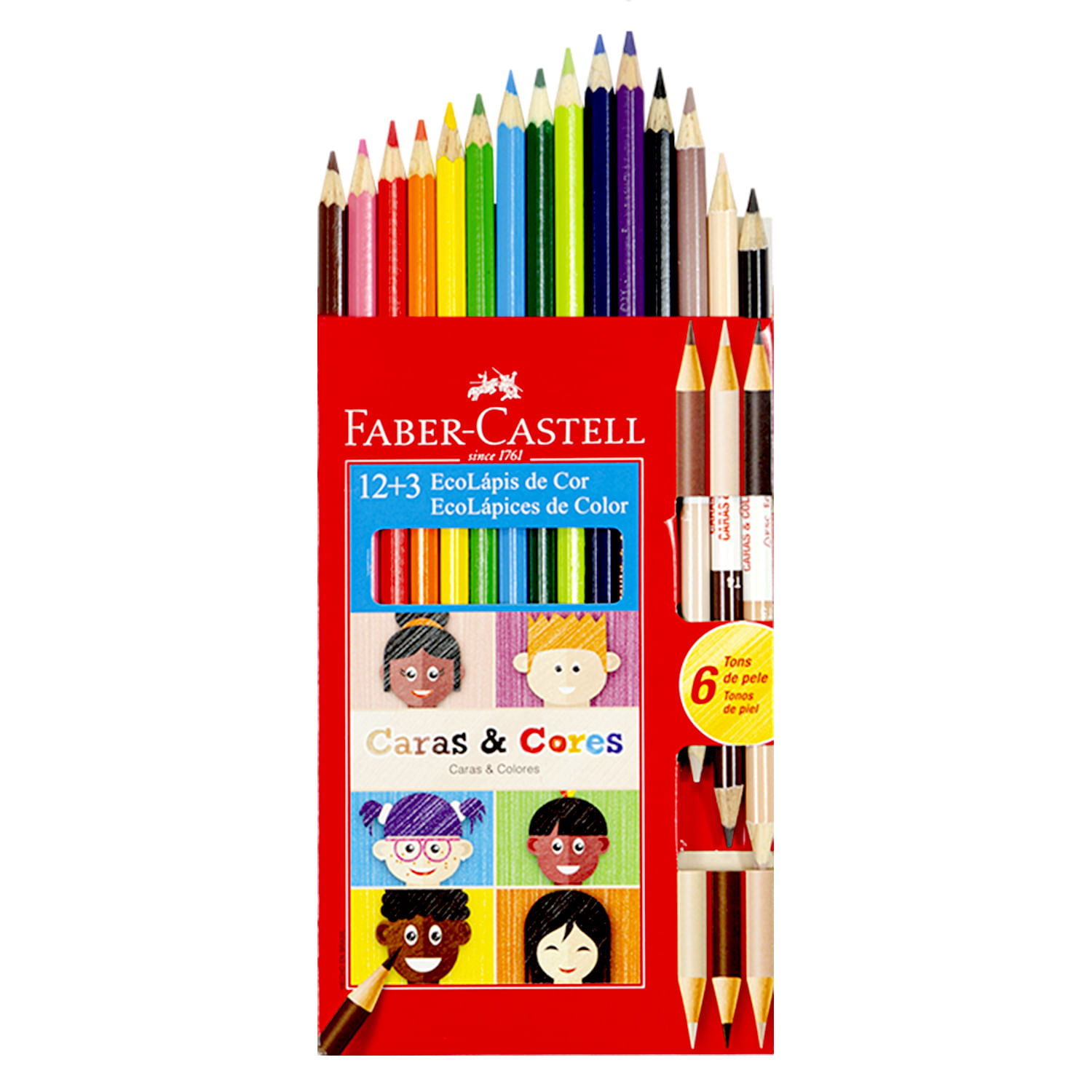 Lápices de Colores Caras y Colores Faber-Castell 12 + 3 — Ardo