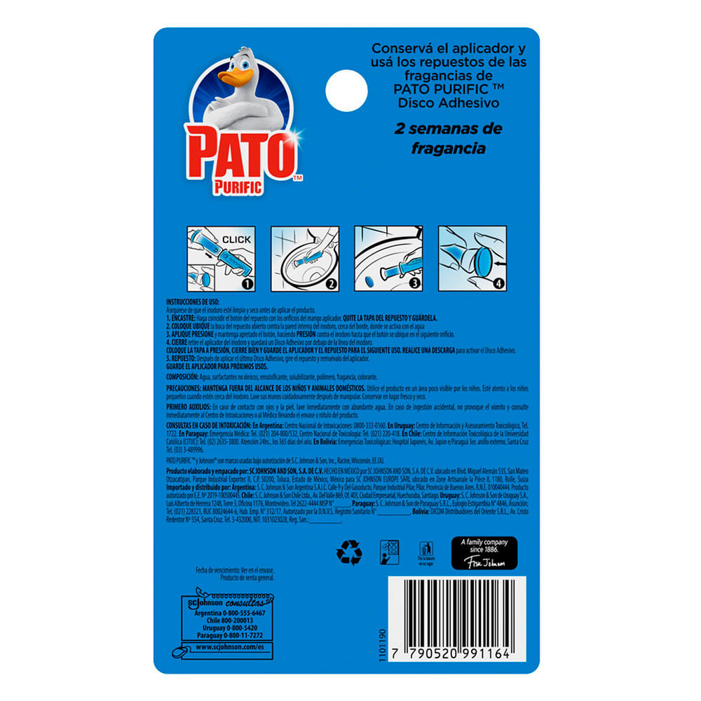 Pato Discos Activos Marine - Aplicador WC con Recambio (6 Discos