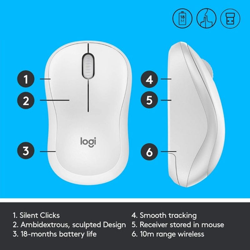 Ratón inalámbrico Logitech M220 con clics silenciosos