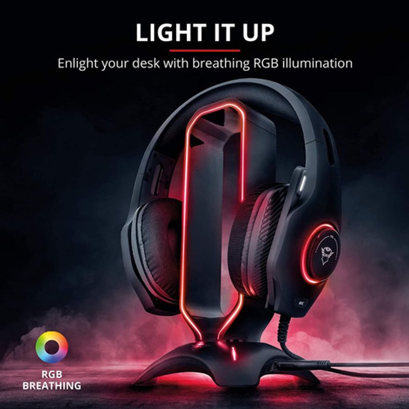 Trust Gaming GXT 265 Cintar Soporte para Auriculares RGB, Diseño