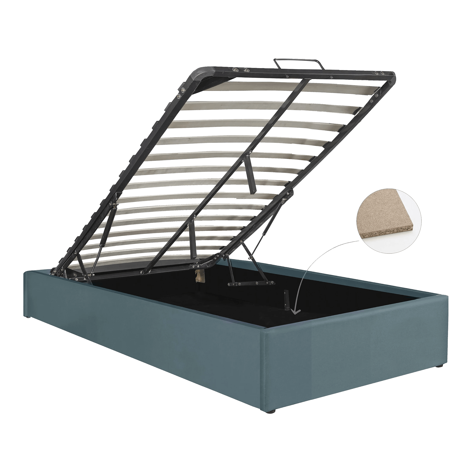 Cama Box con Cajón 1 Plaza de tela Color Azul