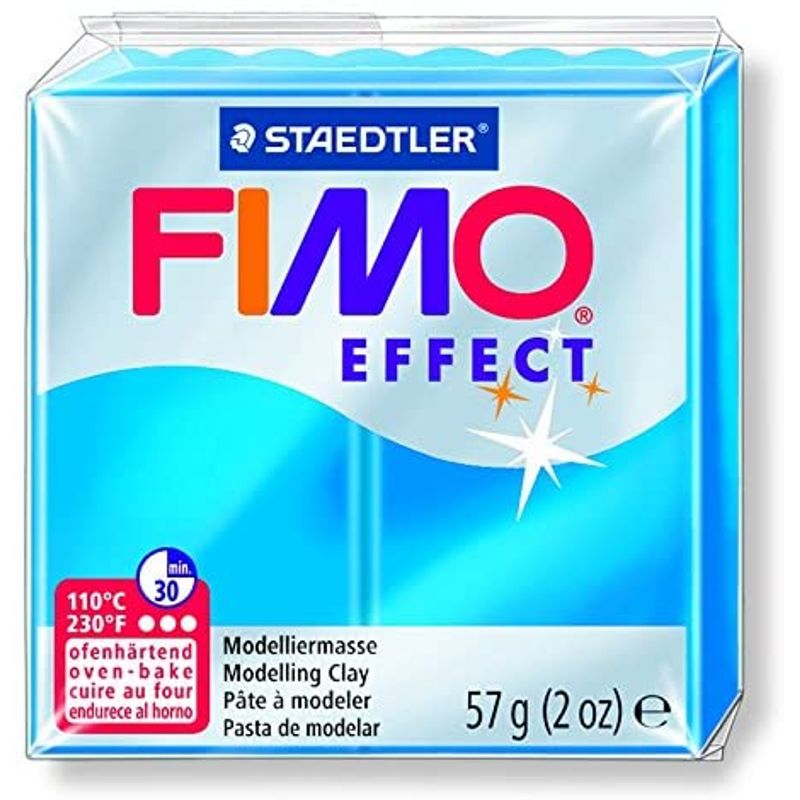 Arcilla polimerica pasta de modelar FIMO Effect *57grs. Translucido color  Azul Blue 374