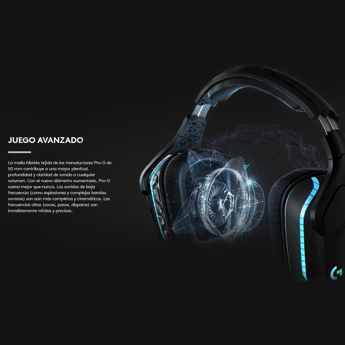 Auriculares gamer inalámbricos Logitech G Series G935 G935 negro y azul con  luz rgb LED