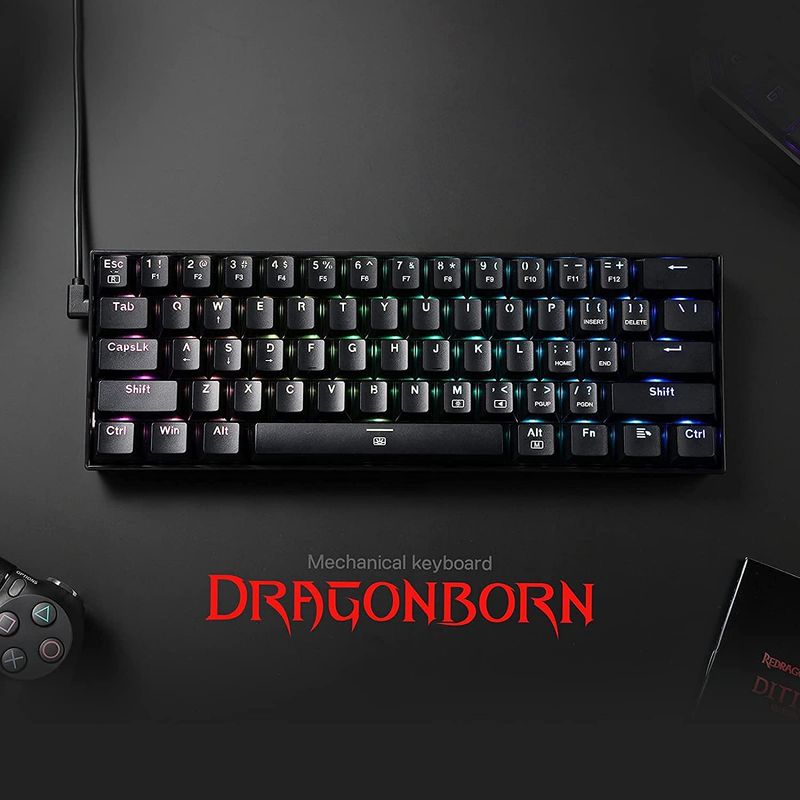 Teclado 60 Redragon Dragonborn K630 Mecánico Rgb Negro