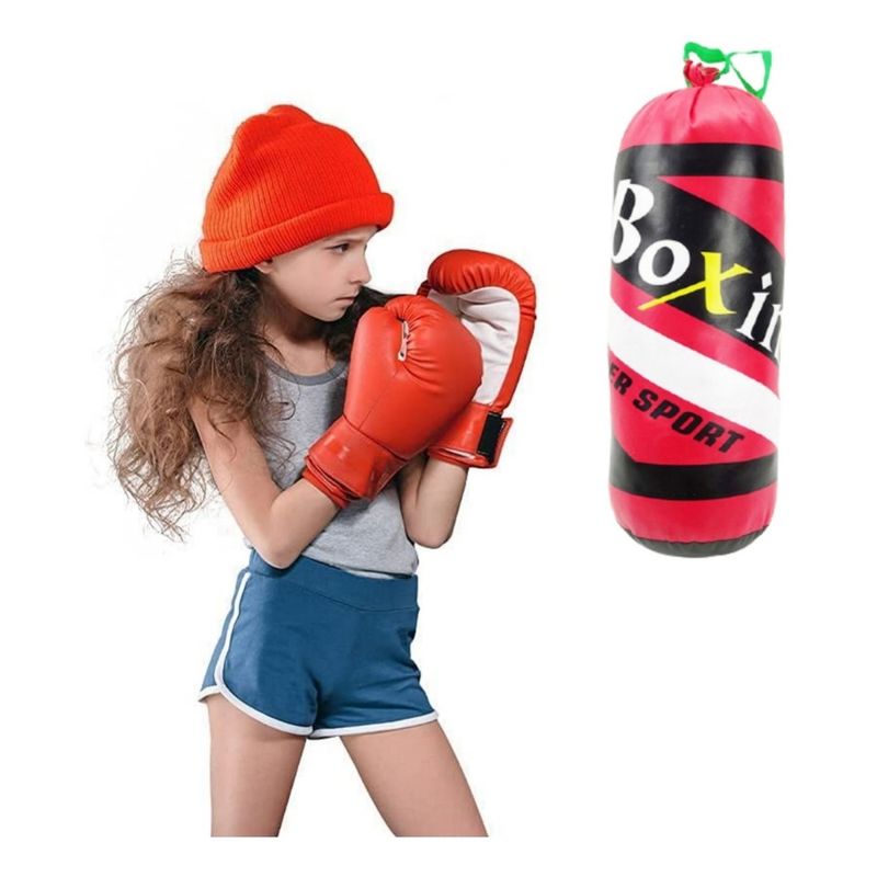 Set Completo Bolsa De Boxeo Infantil Con Guantes Juguete