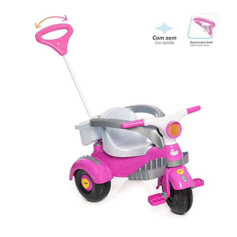 Calesita Buggy Con Guia 2 Bocinas Rosa