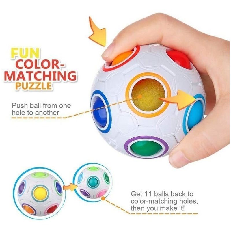 Pelota Fidget Magica Puzzle Anti Estres Rainbow Rubik