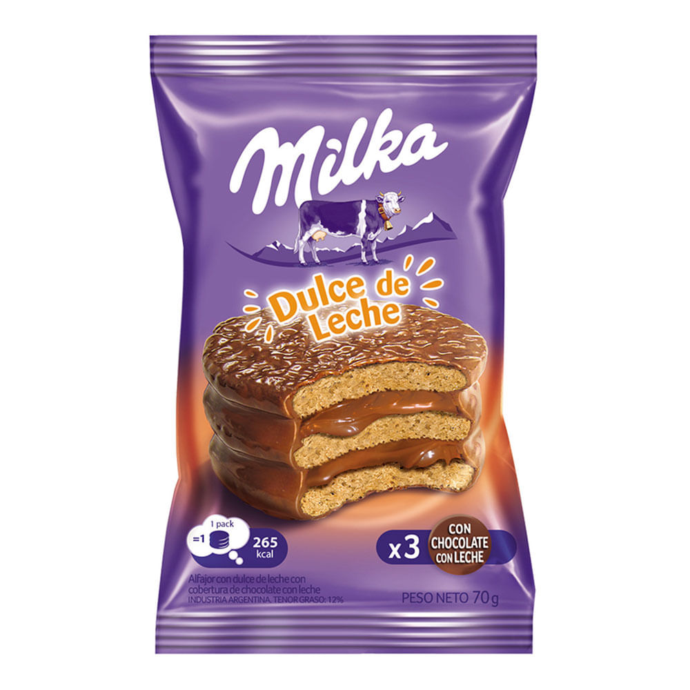 Alfajor Triple Milka Dulce De Leche 70 G