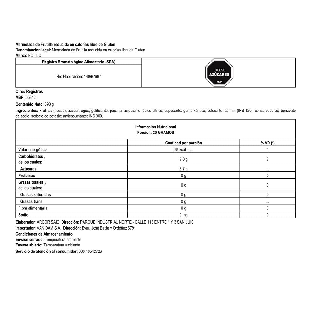 Mermelada De Frutilla Bc La Campagnola 390 G