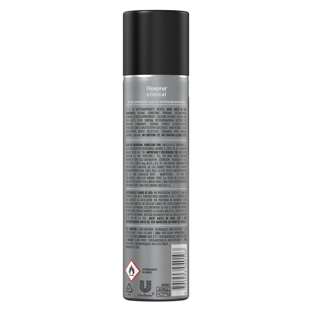 Desodorante Antitranspirante REXONA Men Clinical Sport Strenght Aerosol ...