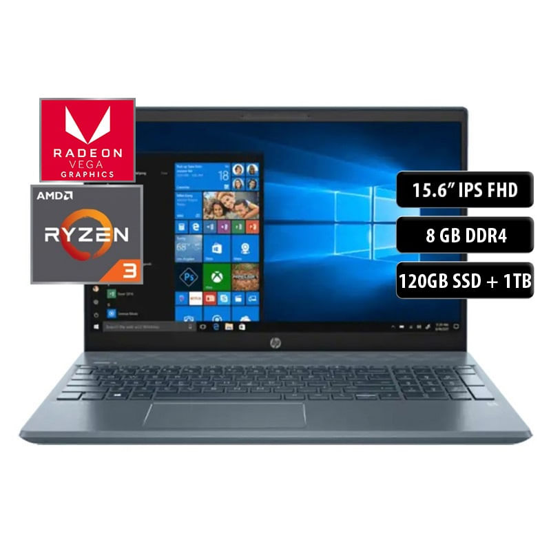 Notebook HP 15 cw1500la AMD Ryzen 3 3300u 8GB 120SSD 1TB 15.6