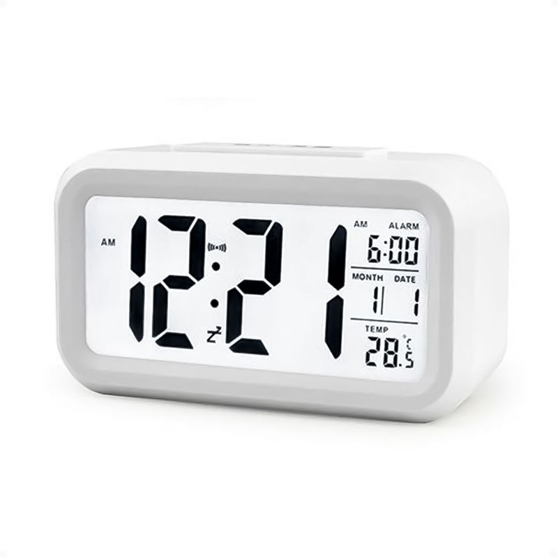 Reloj digital despertador alarma de escritorio luz LED fecha temperatura