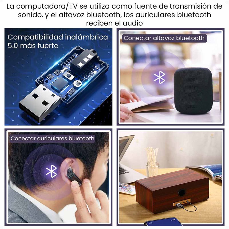 Receptor Bluetooth Transmisor, Bluetooth Auxiliar 2 En 1 Receptor Bluetooth  Auxiliar En Caja Audio