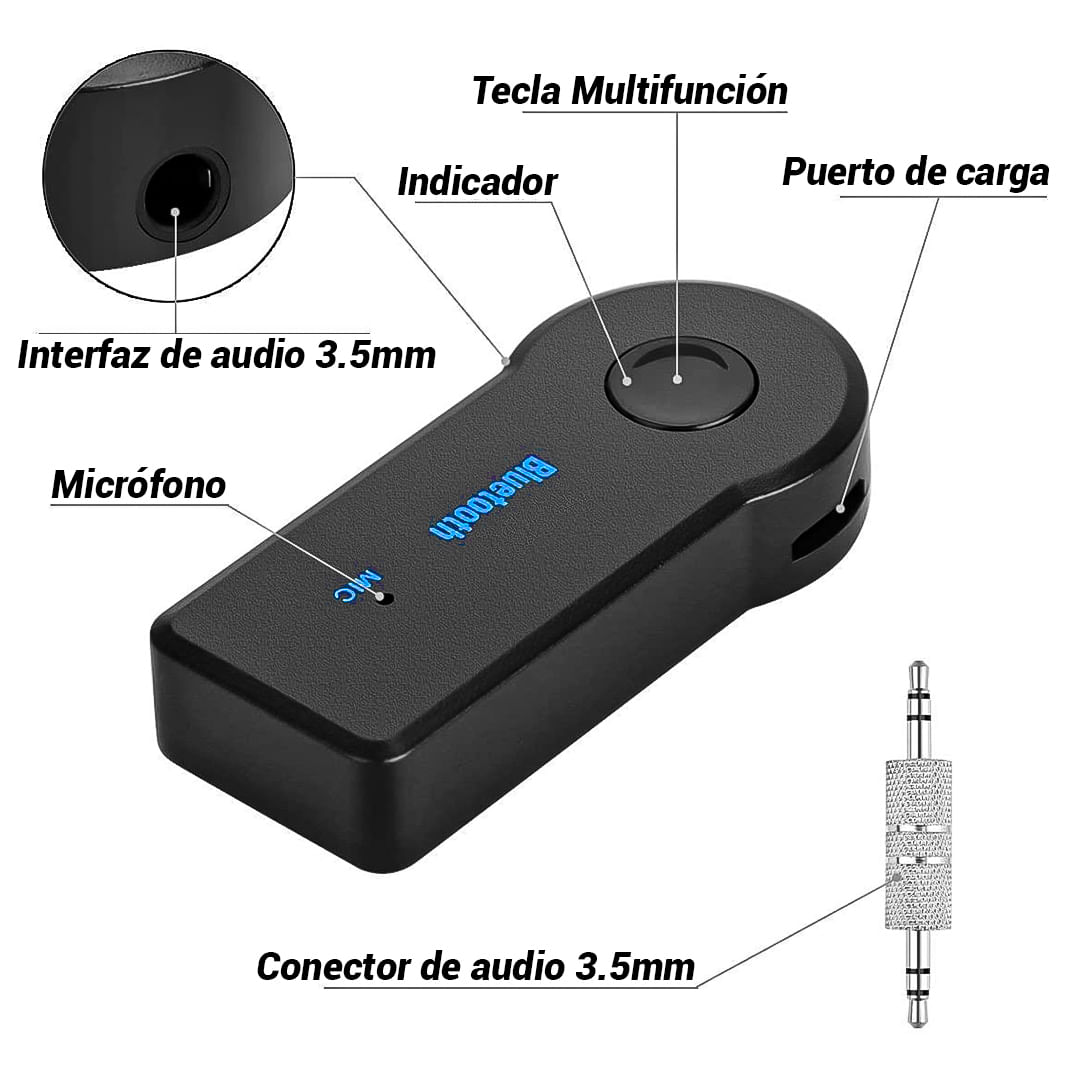 Adaptador receptor bluetooth a USB 3.5 Plug Aux para parlantes -  Oportunidades Vip Venta por menor y mayor de productos electrónicos, bazar,  libreria