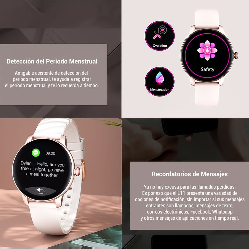 Reloj Inteligente Xiaomi MI Kieslect L11 Smartwatch Rosa Bluetooth