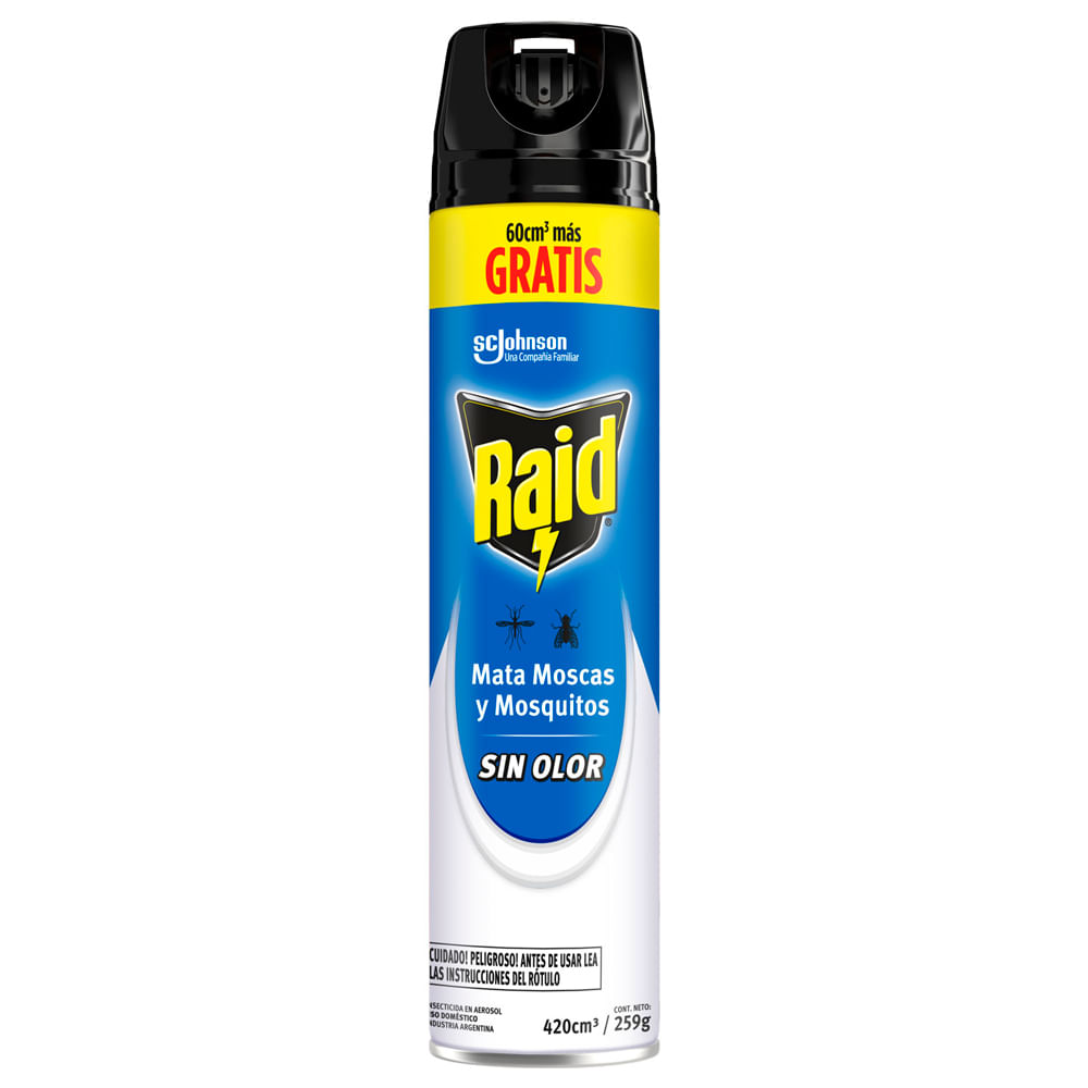 Insecticida Raid Mata Moscas Y Mosquitos Sin Olor En Aerosol 420cc 1819