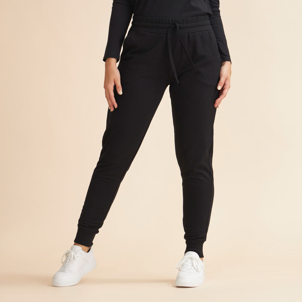 Pantalon Deportivo Con Puño Negro H&G Mujer
