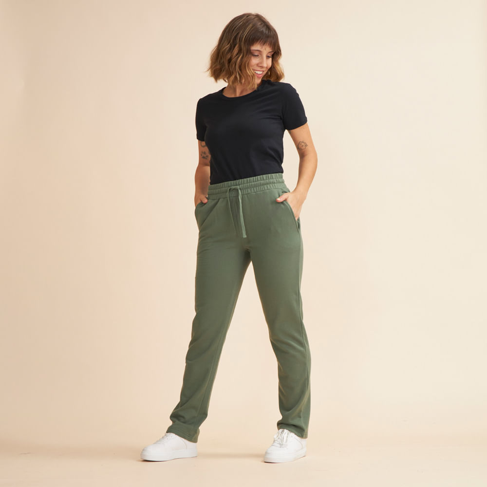 Pantalon Deportivo Recto Verde Mujer
