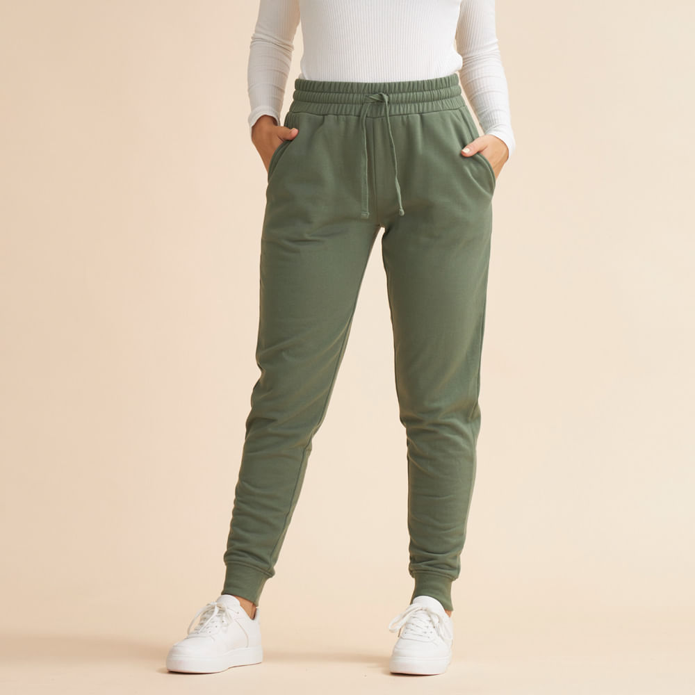 Pantalón deportivo mujer, color verde con pretina anatómica