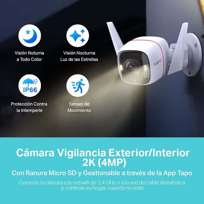 Camara Vigilancia WiFi Interior - 2K 3MP Visión Nocturna