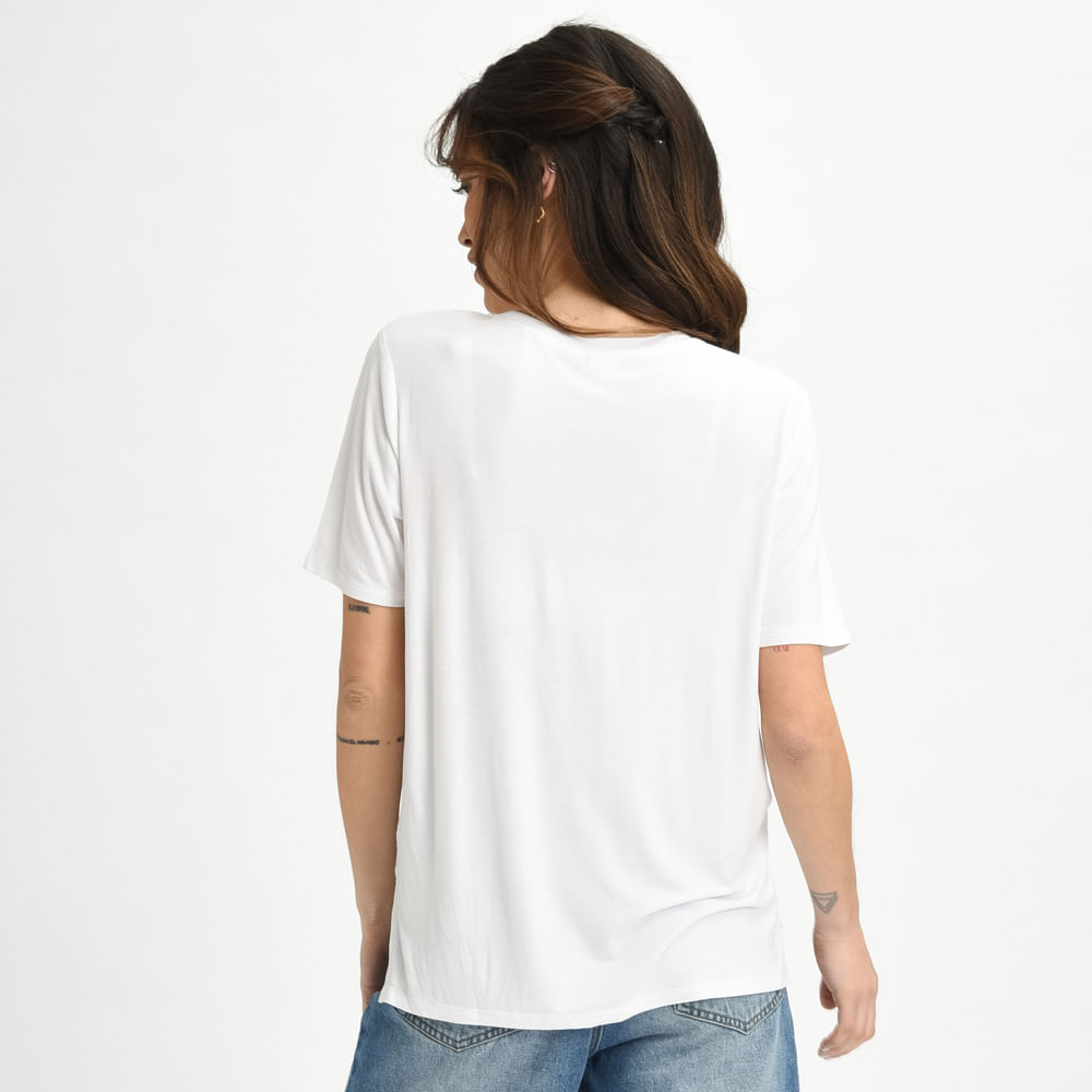 Remera M C Escote V Blanca Mujer