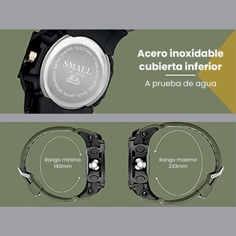 Reloj Smael T ctico Deportivo Sumergible Resistente Color Negro