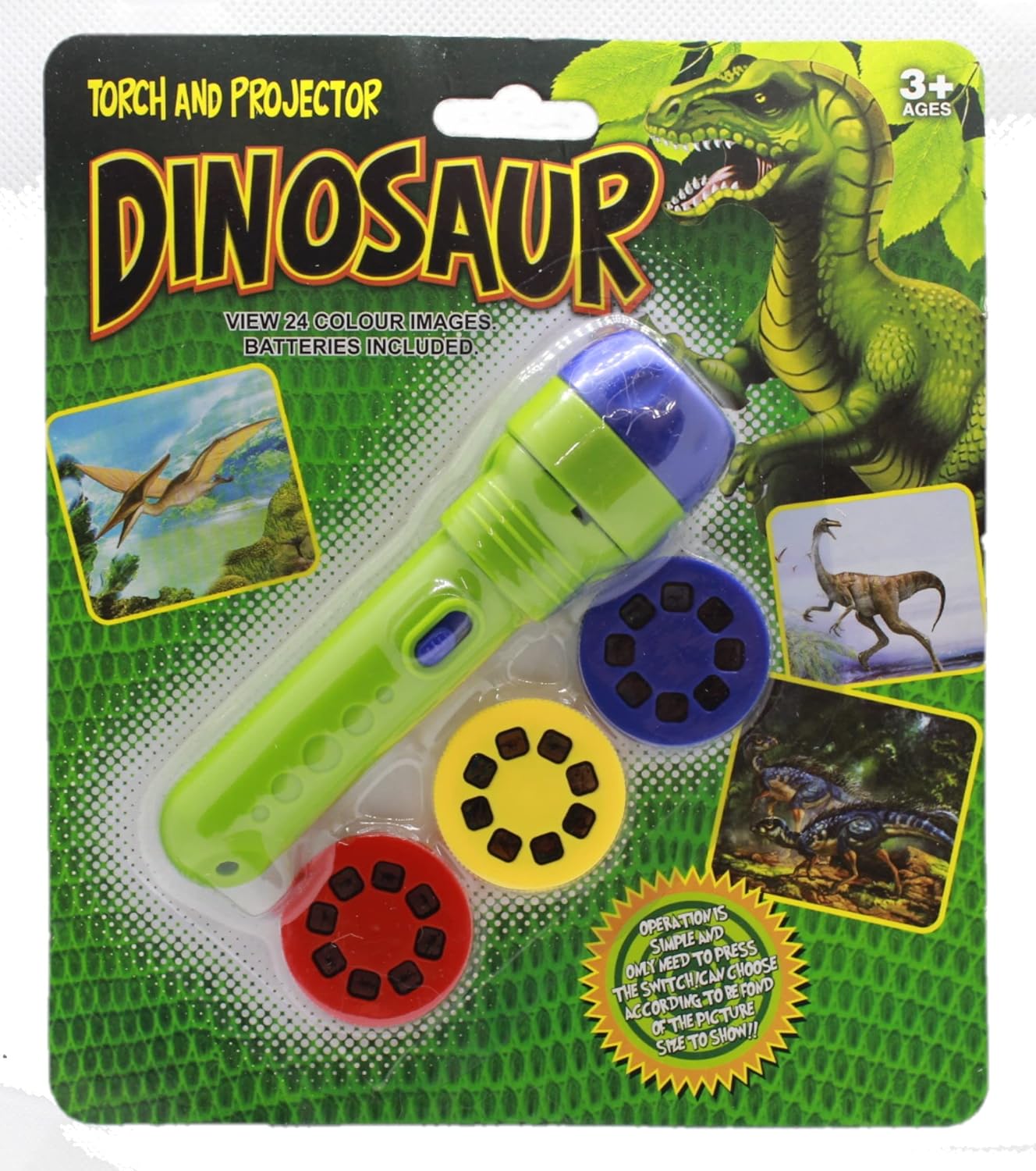 Linterna infantil con proyector de oso de color con 48 patrones, incluye  dinosaurios, vehículos, animales, proyector de aprendizaje educativo de 26
