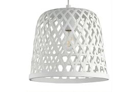 Luminaria Colgante De Bambú Laos 40 X 30Cm Blanco