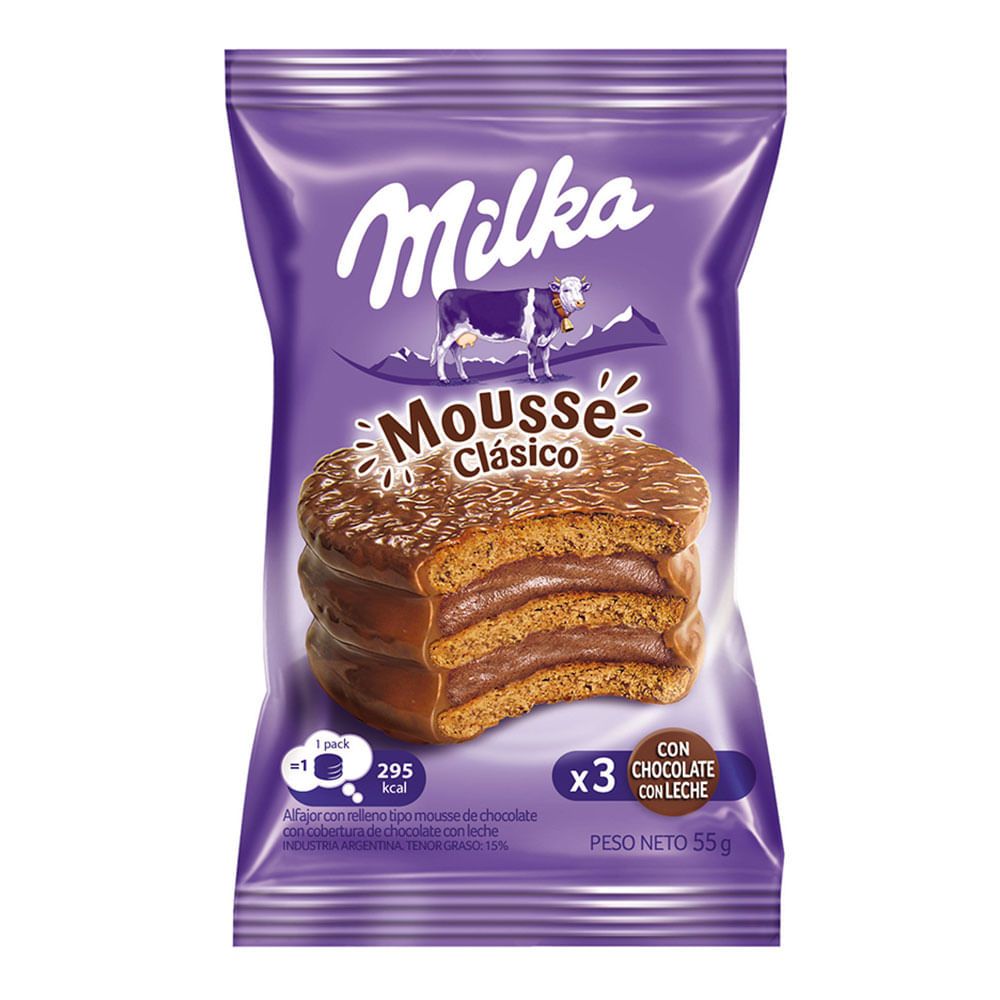 Alfajor Triple Chocolate Milka Mousse 55 G