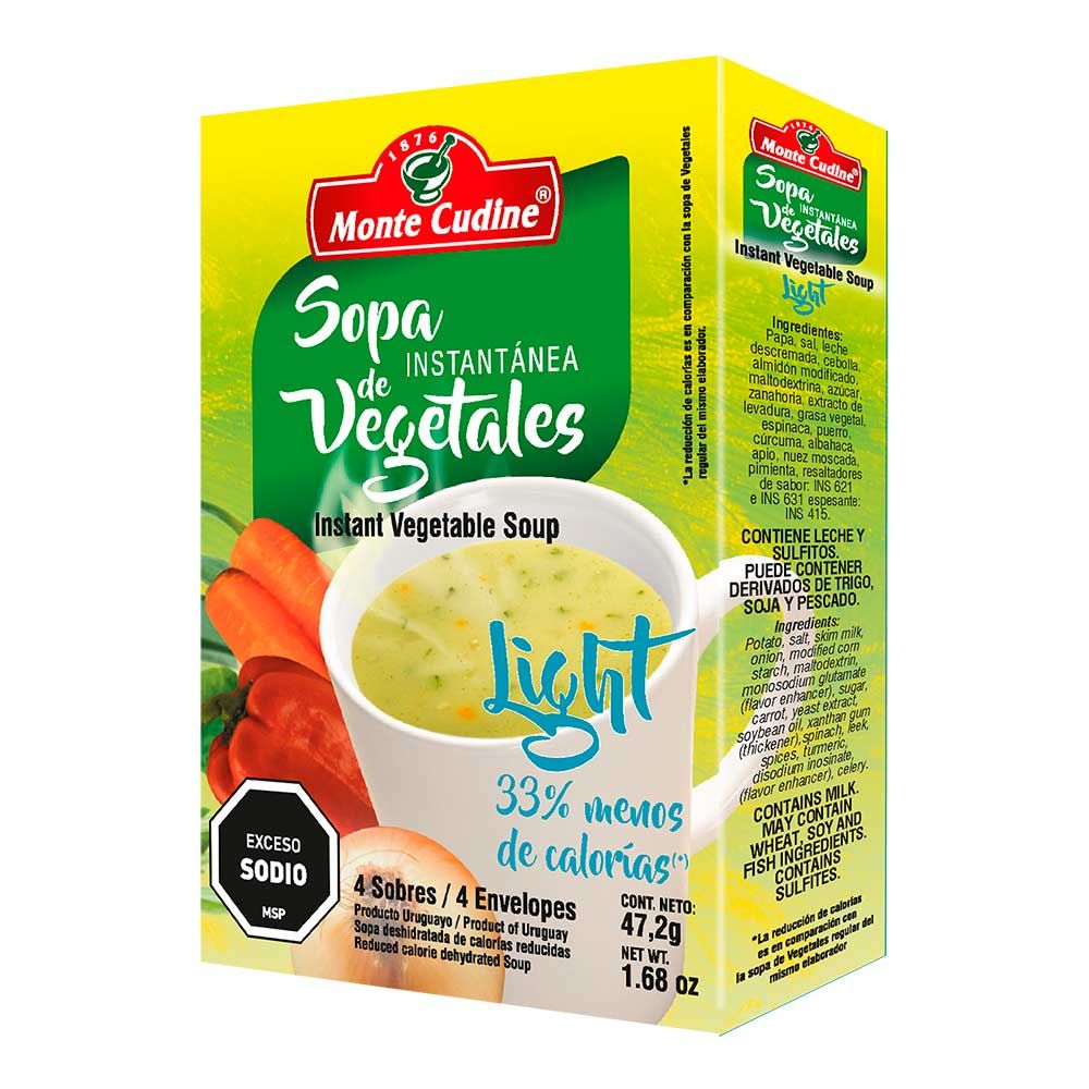 Sopa Instantánea Light Vegetales Monte Cudine 4 U