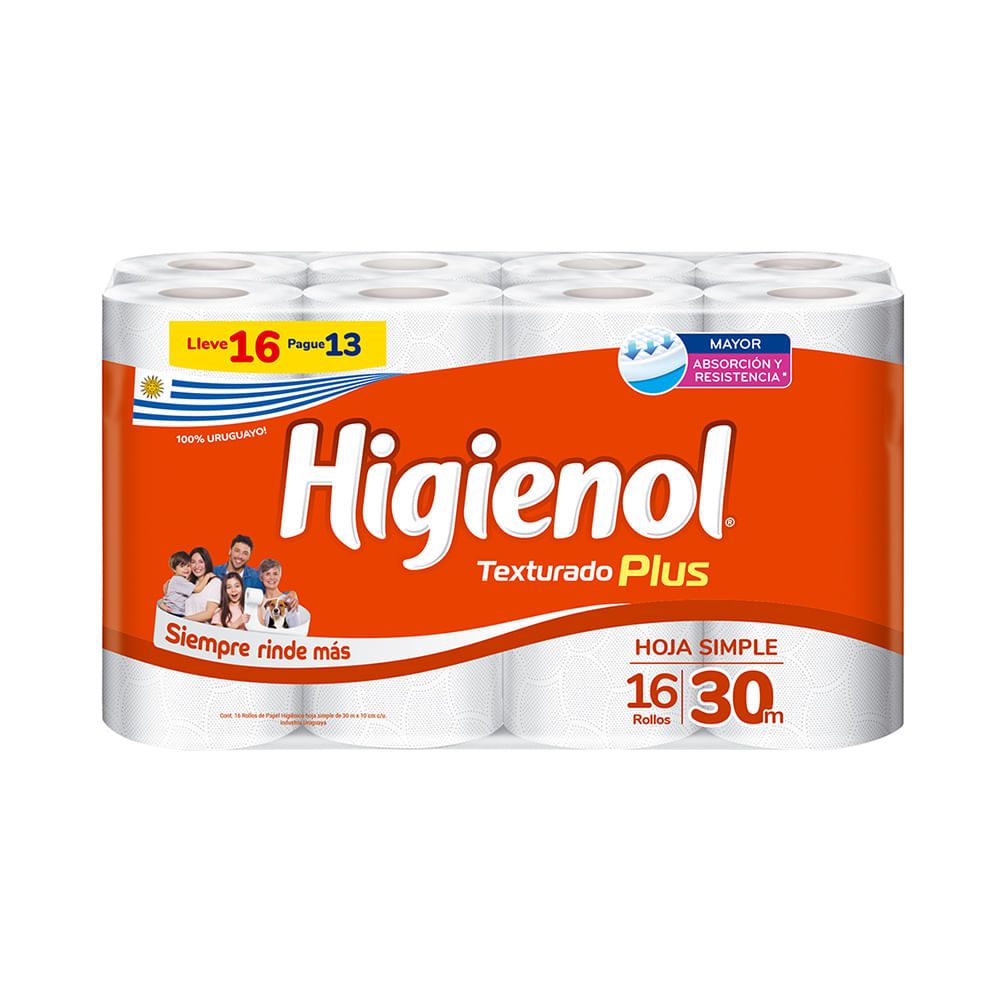 Papel Higiénico Higienol Hoja Simple 30 Mts 16 Unid